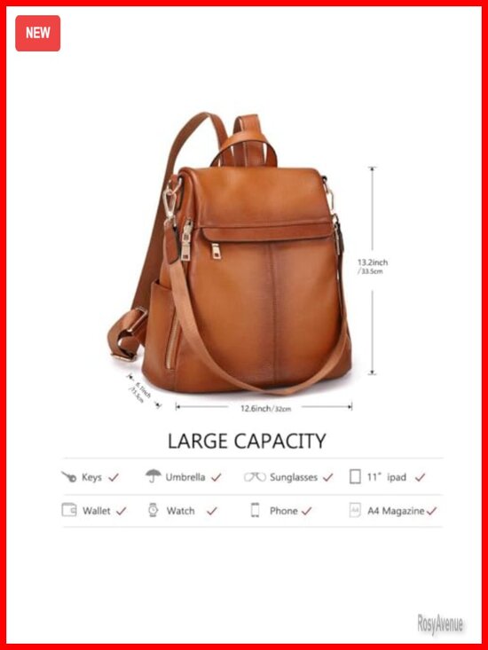 Women Leather Anti-Theft Backpack Purse with Hidden Pockets Fits 11-inch Tablet main image 5